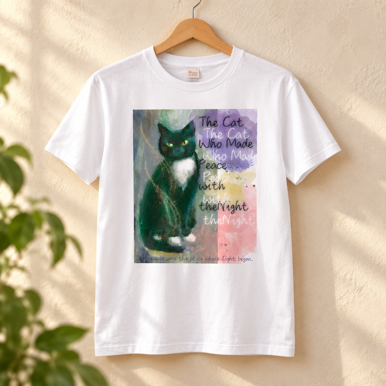 The Cat Who Made Peace with the Night — 猫アートTシャツ